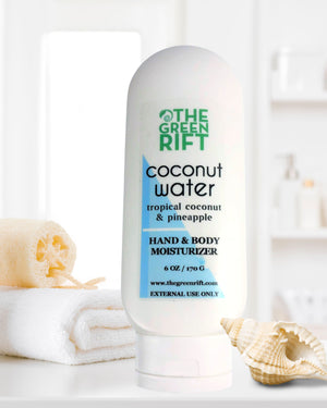 Large 6oz, tottle bottle for our Coconut Water Hand & Body Crème. Think summertime 24/7, 365 days a year, tropical coconuts and juicy pineapples will have you dreaming about lounging under a cabana on a secluded island.