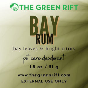 Bay Rum deodorant stick. Fresh essence of bay leaves with the bright citrus zest to uplift your senses.