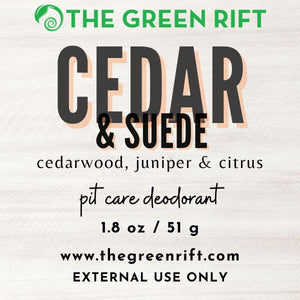 Deodorant stick, Cedar & Suede is a classic unisex blend of cedarwood, juniper & citrus. Perfect for both sexes.