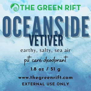Deodorant stick; Oceanside Vetiver is scented with salty air, while grounded with a touch of adventurous Earth. Not an antiperspirant.