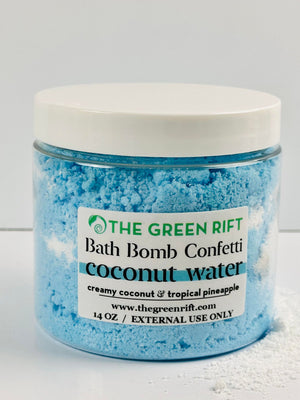 Bath bomb crumbles to shake or scoop into your bath to relax in after a long day. Imagine creamy coconuts and tropical pineapples on the beach while the waves softly hit the beach. Coconut Water is hands down the favorite in the shop and we believe you'll love it just as much as we do.