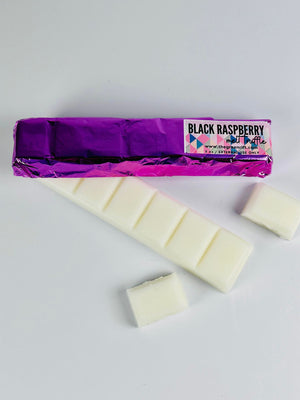 A white snap bar of our famed melt truffles of cocoa butter to be used for the bath or shower. Black Raspberry is a delicious whiff of juicy black raspberries with a hint of Madagascar vanilla beans. Wrapped up in a colorful foil wrapper waiting for you! 
