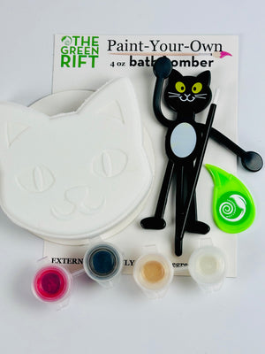 Paint Your Own Kitty Bath Bomb Set with a fun black kitty bendable toy.