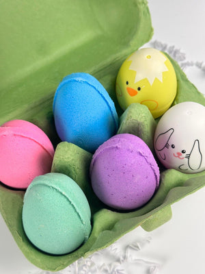 Easter Egg Bath Bomb Set with two eggs filled with treasures